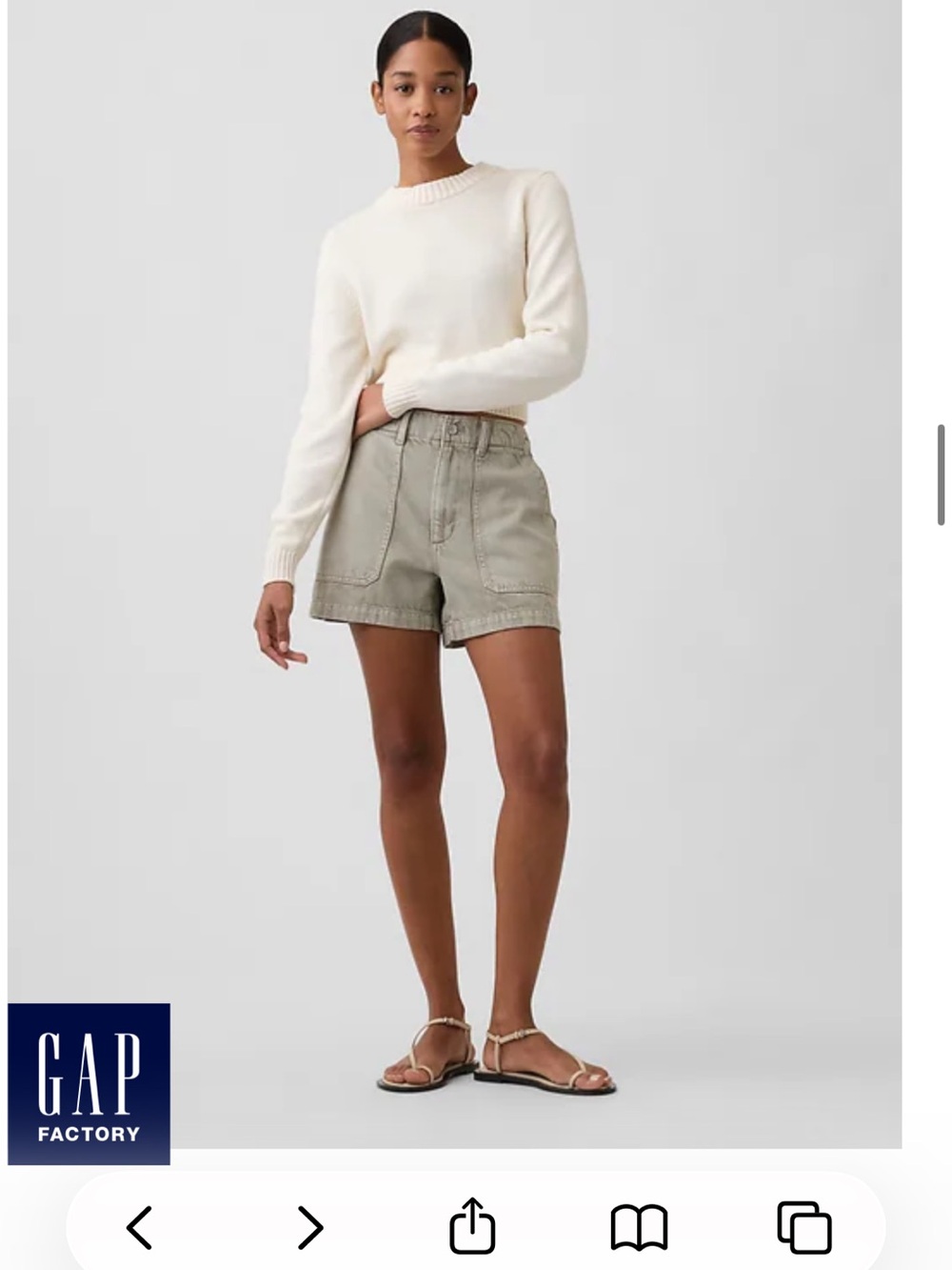 GAP High Rise Soft Denim Utility Shorts GAP Factory